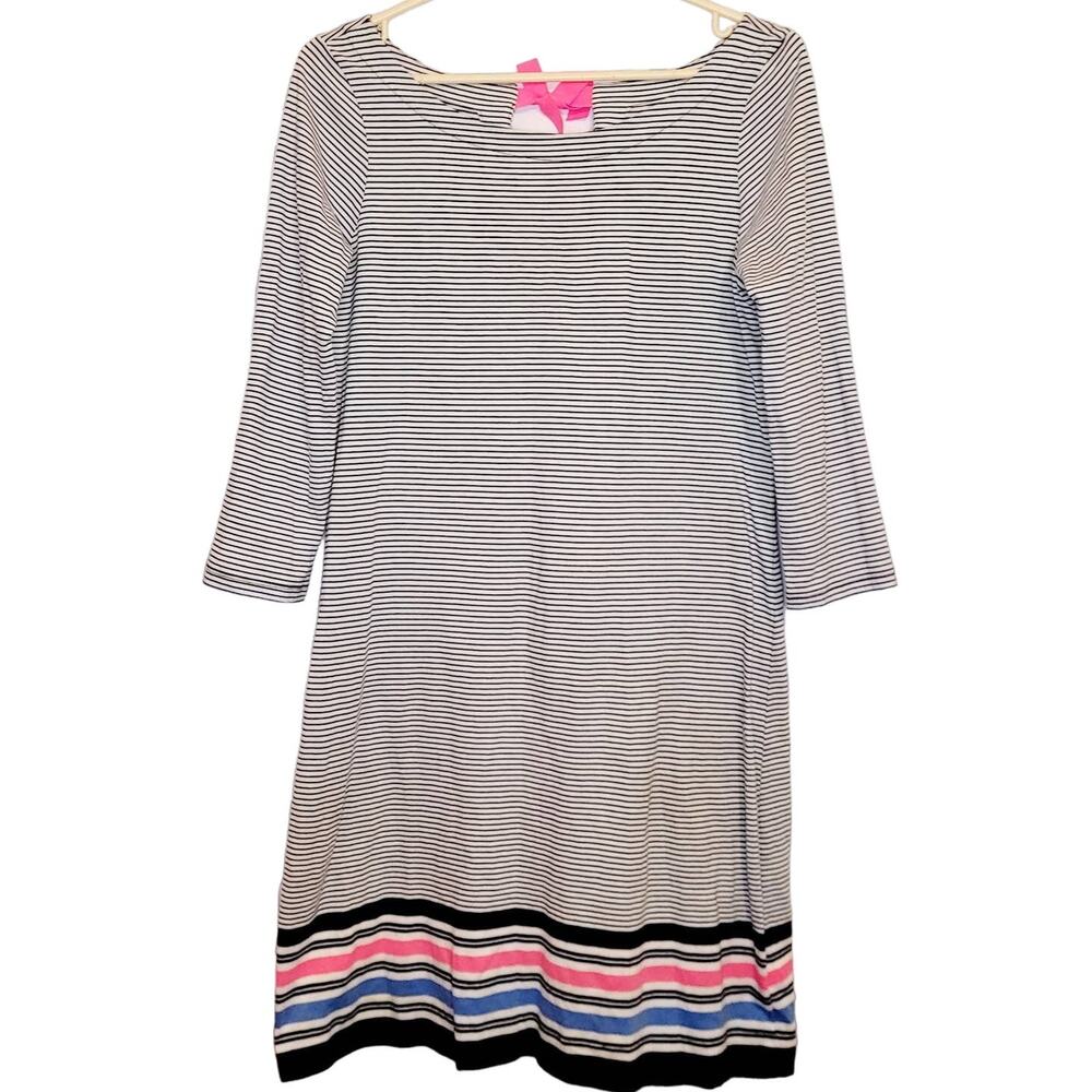 Lilly Pulitzer Pima cotton blue striped midi dress Small Coastal Retro Preppy
